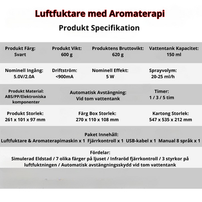 Luftfuktare och aromalampa - Simulerad eldstad
